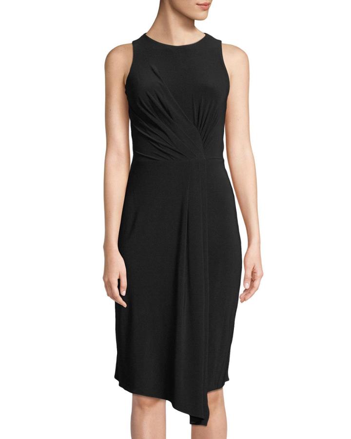 Pleated Knotted-front Cocktail Dress