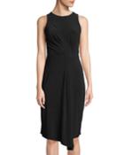 Pleated Knotted-front Cocktail Dress