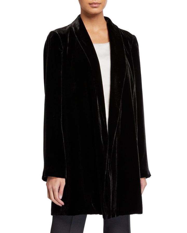 Cecily Open-front Velvet Jacket