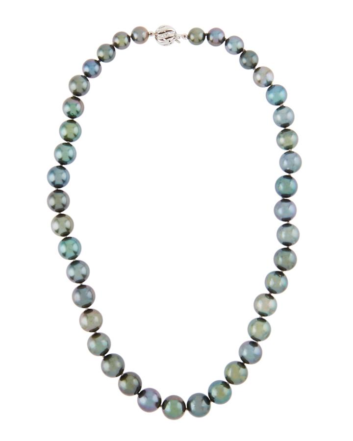 14k White Gold Multi-size Tahitian Pearl Necklace