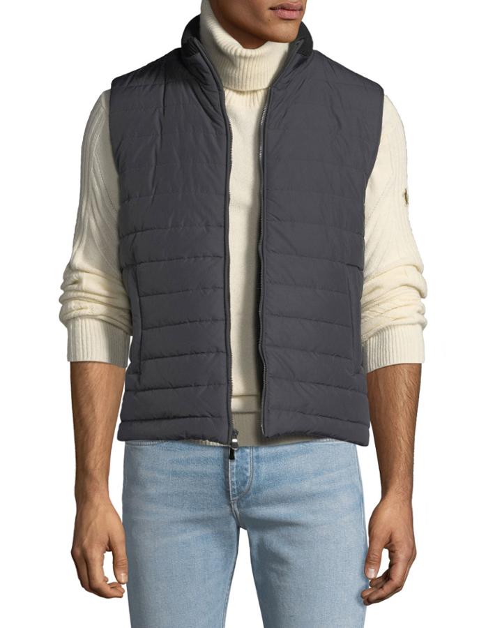 Men's Zip-front Puffer Vest, Gray/black