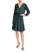 Smocked-waist Fit-&-flare Tie-neck Dress