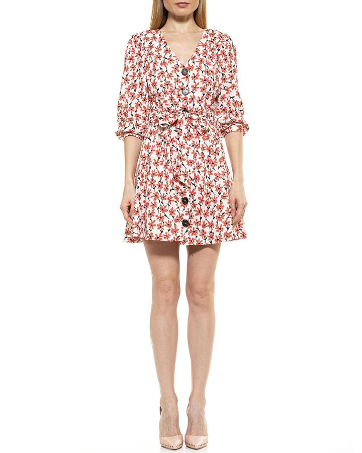 Printed Button Down Belted