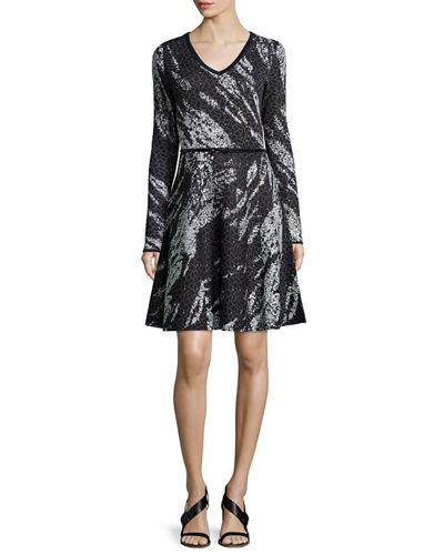 Long-sleeve Birdseye Jacquard Dress