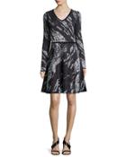 Long-sleeve Birdseye Jacquard Dress
