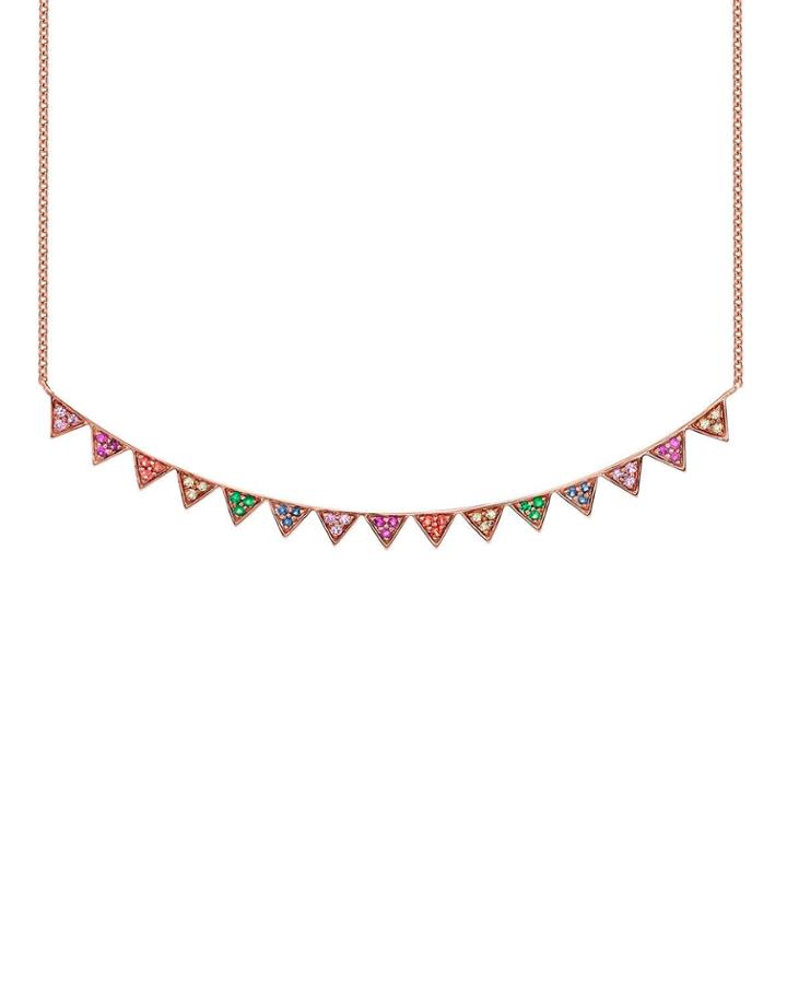 14k Rose Gold Sapphire 15-triangle Necklace