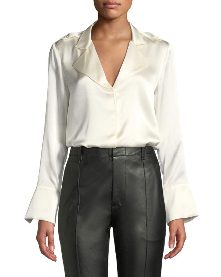 Aleson Silk Button-front Top