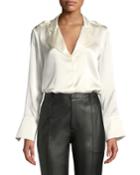 Aleson Silk Button-front Top