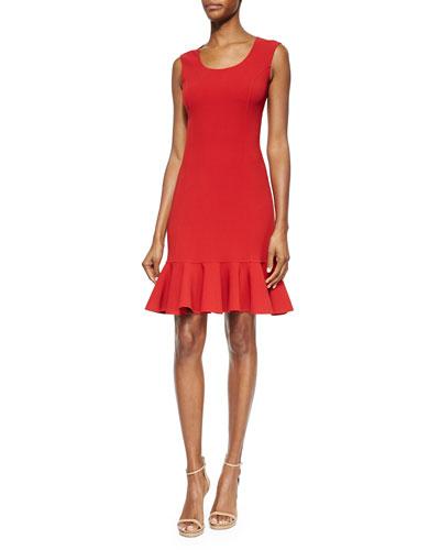 Scoop-neck Flounce-hem Dress