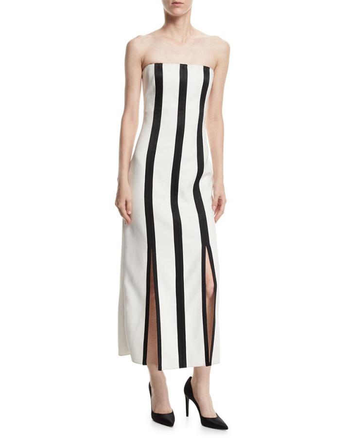 Strapless Striped Structured