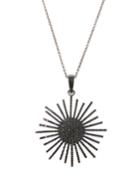 Silver Sunburst Pendant Necklace With Black
