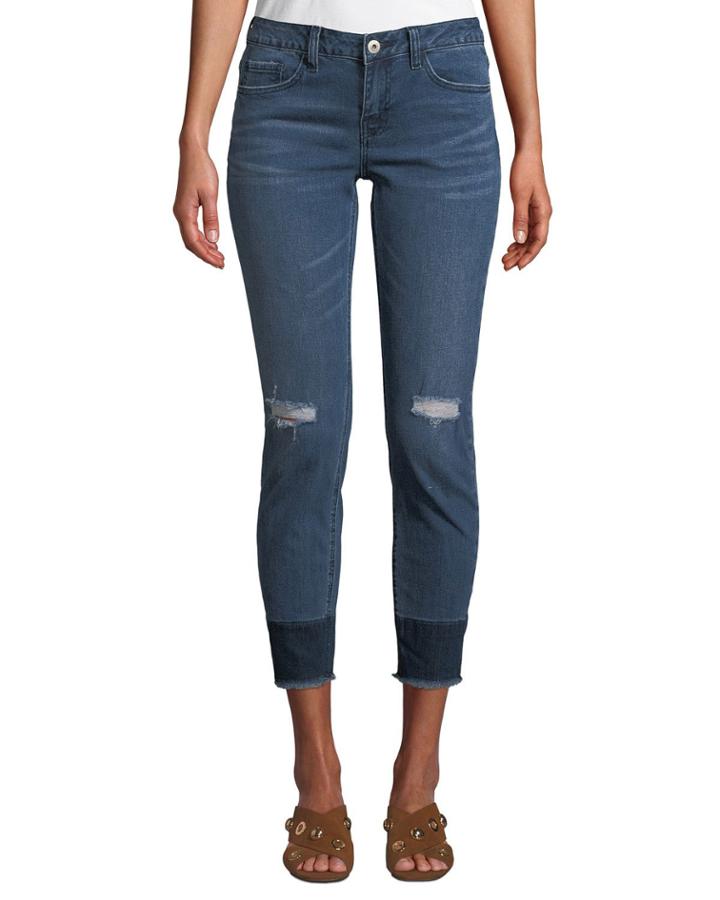 Mid-rise Contrast-hem Crop Jeans