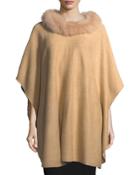 Fur-trim Knit Poncho
