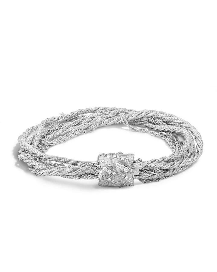 Woven Chain Bracelet W/ Diamond Bead