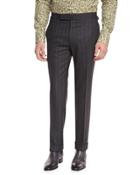 Flannel Stripe Trousers, Gray