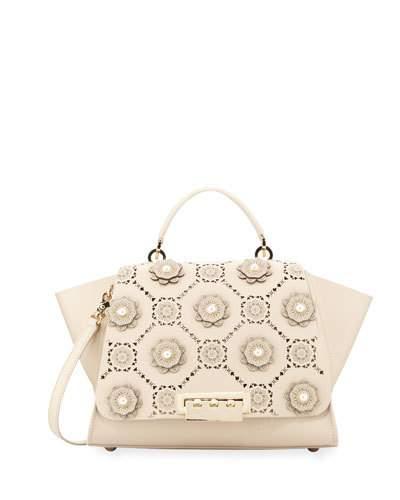 Eartha Iconic Flower Crossbody Bag, Beige