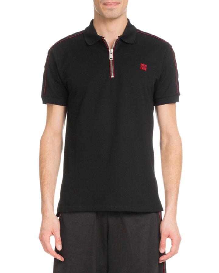 Men's Velvet-trim 4g Zip Polo