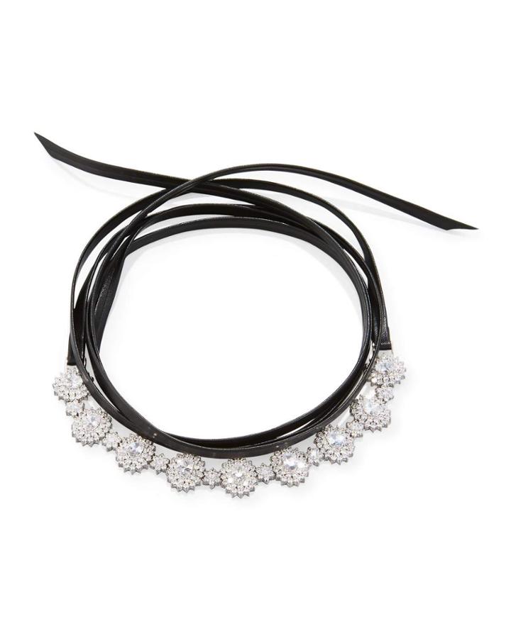 Surround Crystal & Leather Wrap Choker