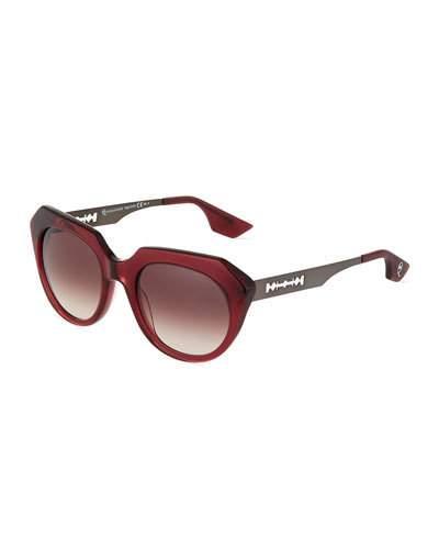 Modified Square Acetate Sunglasses, Burgundy