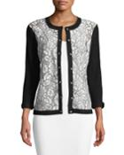 Bow-sleeve Lace-front Cardigan
