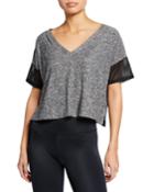 V-neck Mesh Detail Cropped Top