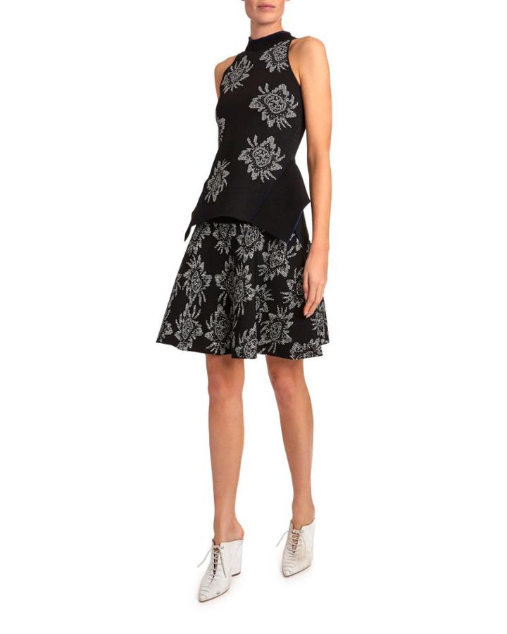 Barmston Floral Knit High-neck Top