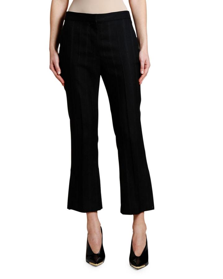Pinstriped Wool Crop Trousers