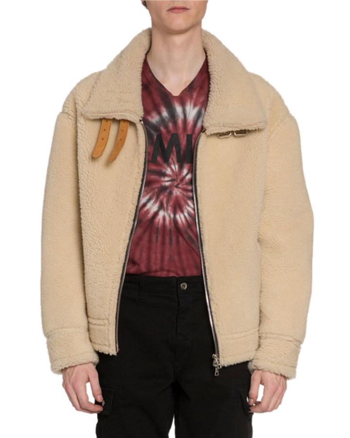 Men's Oversized Shearling Jacket W/