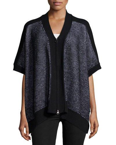 Short-sleeve Seven-gauge Poncho, Black/white