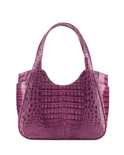 Small Dipped Crocodile Tote Bag, Purple