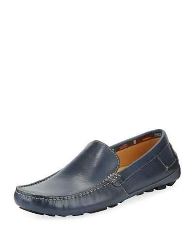 Malibu Leather Flat Driver, Blue
