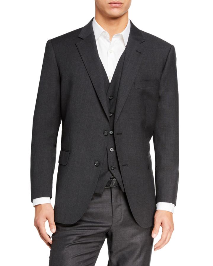 Men's Wool Modern Fit Three-piece Vested
