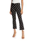 High-waist Slim Kick Flare Polka-dot Jeans