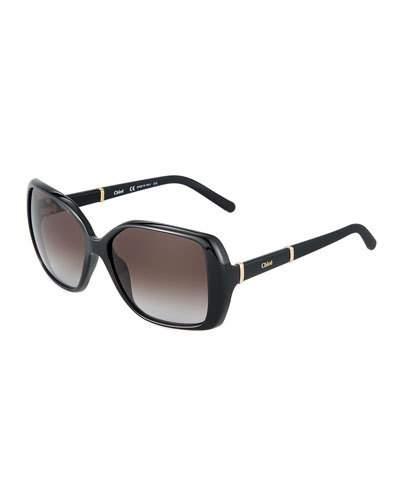 Daisy Square Sunglasses, Black