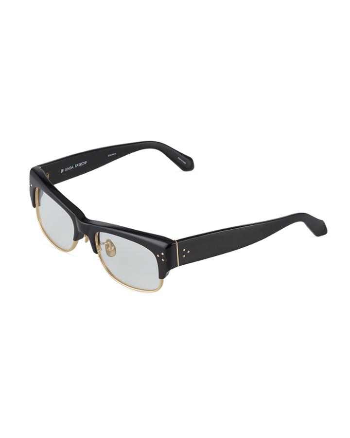 Cat-eyed Acetate/metal Brow-line Optical Glasses