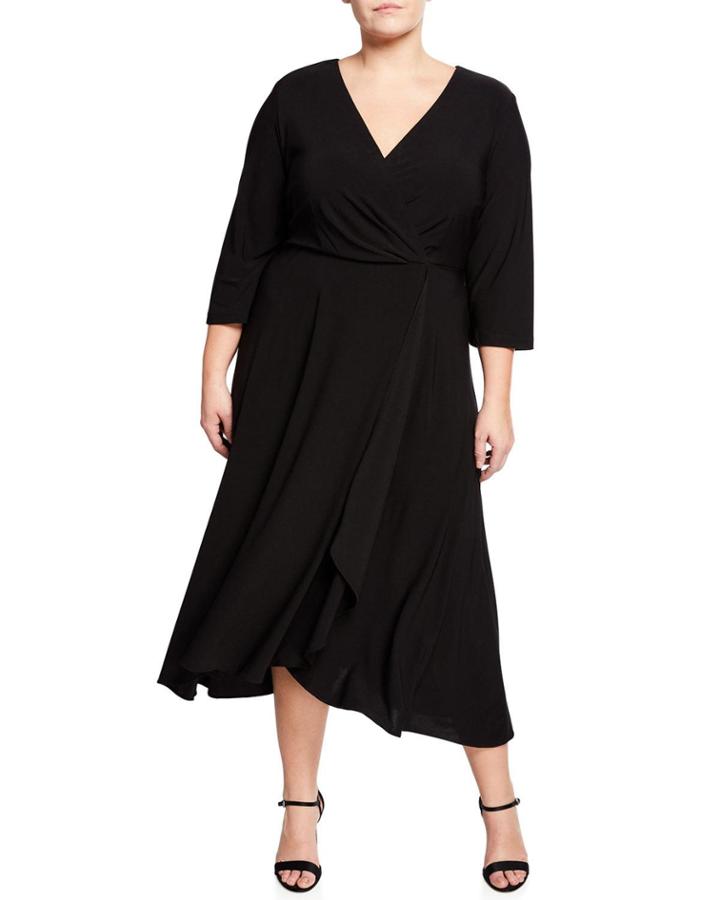 Quarter-sleeve V-neck Wrap