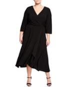 Quarter-sleeve V-neck Wrap