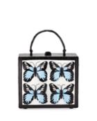 Butterfly Crocodile Top-handle Box Bag