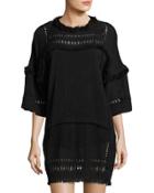 Abito Fringe-trim Sweater Dress, Black