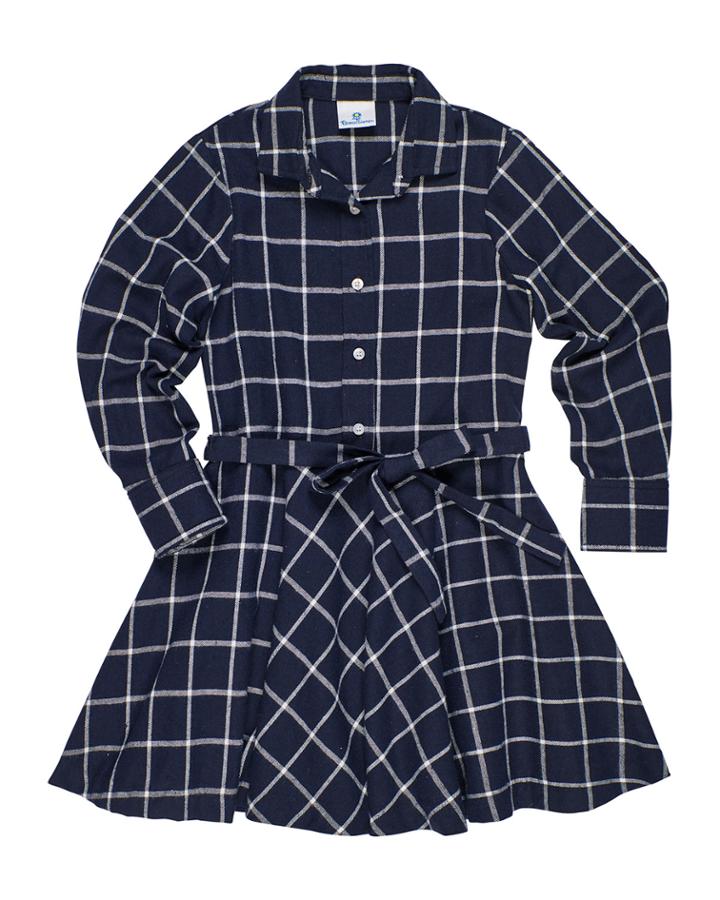 Long-sleeve Plaid Shirt Dress,