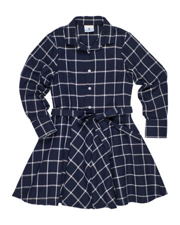 Long-sleeve Plaid Shirt Dress,