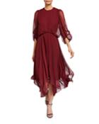 Dylan Blouson-sleeve Georgette Dress