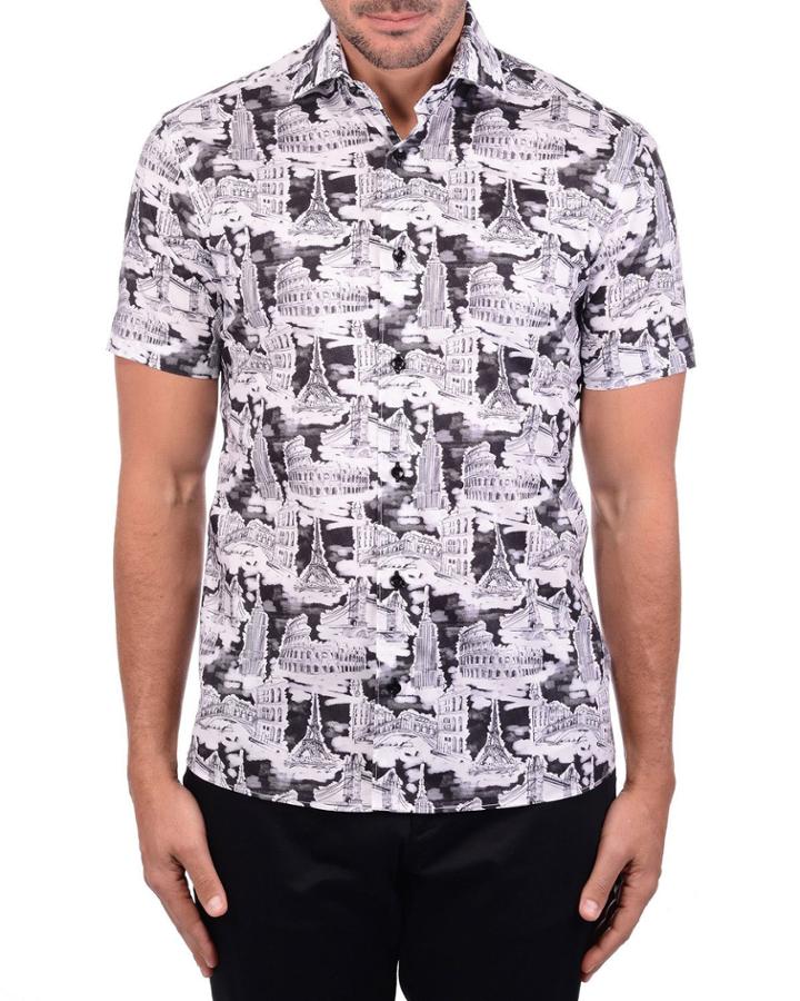 Men's City Tour Printed Poplin Short-sleeve