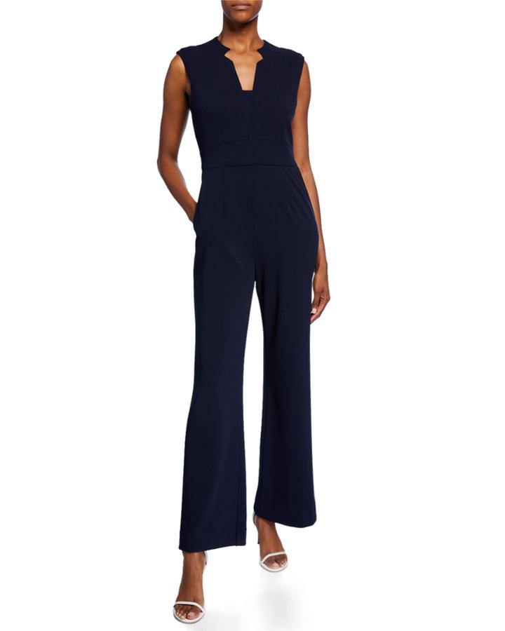 Notch-neck Wide-leg Jumpsuit