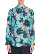 Floral Silk Button-front Pocket