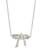 Tiny Treasure 18k Diamond Bow Pendant Necklace