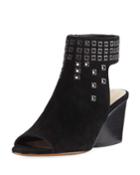 Jane Ornamented Suede Demi-wedge Bootie
