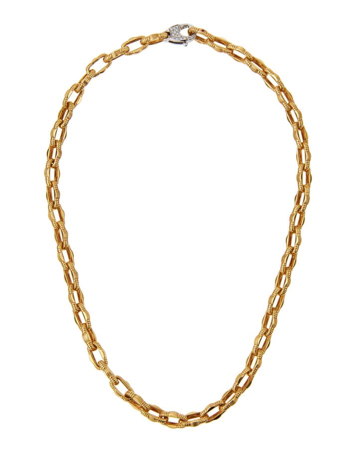 Roberto Coin Appassionata 18k Pav Diamond Link Necklace, Women's, Gold