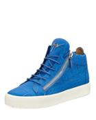 Men's Crocodile-embossed Leather Mid-top