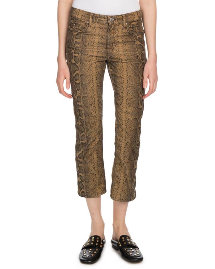 Apolo Cropped Snake-print Straight-leg Jeans